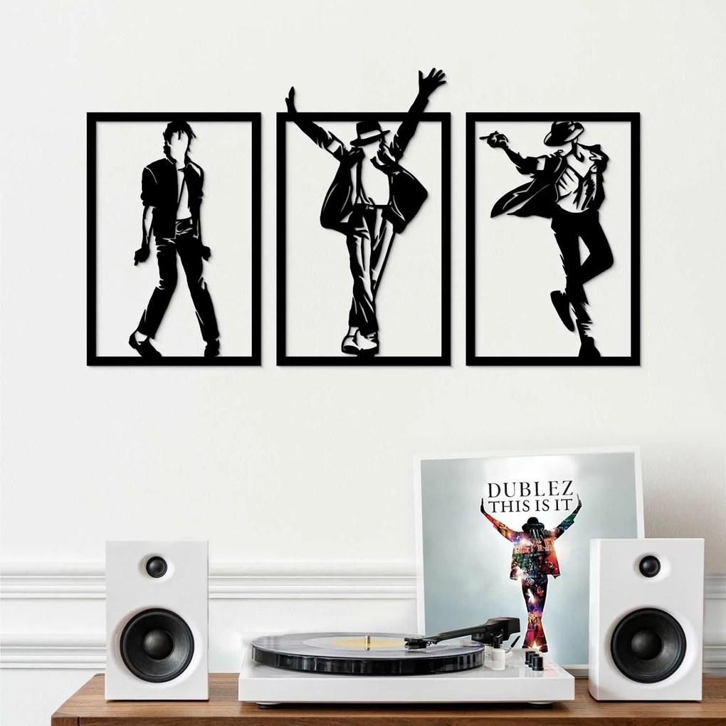 DUBLEZ | Tablou din lemn 3 piese - Michael Jackson