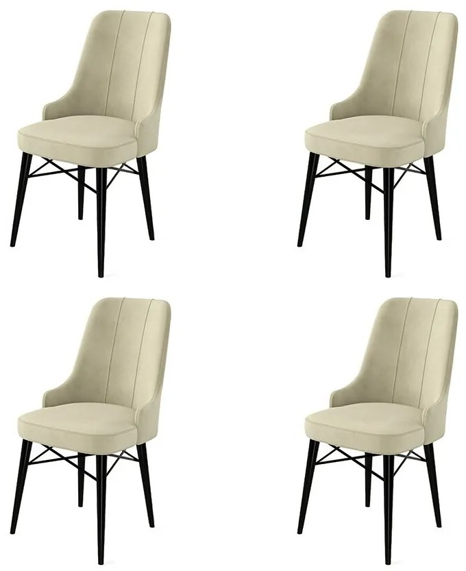 Set de scaune de sufragerie Pare Cream and Black,4 buc.