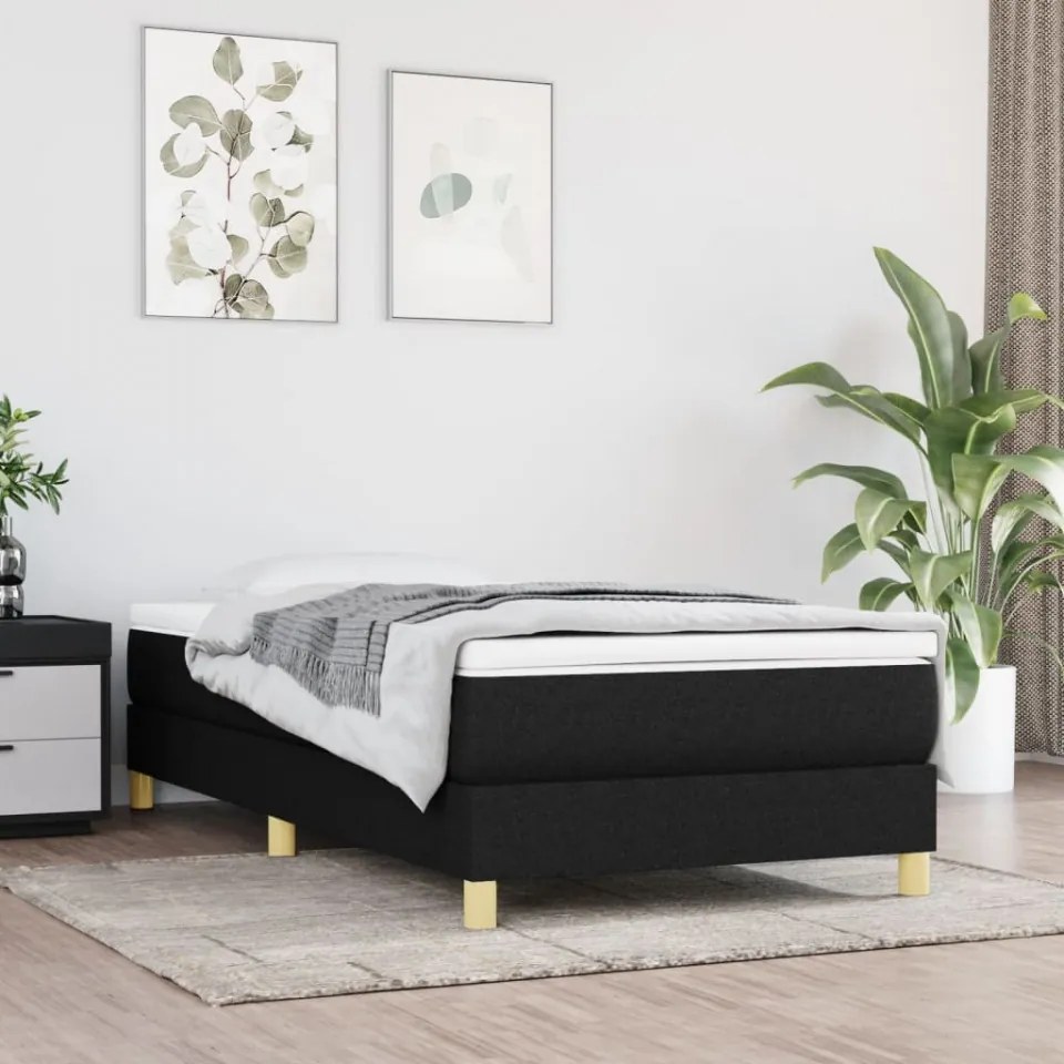 Cadru de pat box spring, negru, 100x200 cm, textil