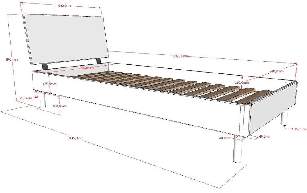 Pat Forrest Oak pentru Camera Copii, 90x200 cm, din Lemn Masiv de Stejar, Natur – Vipack
