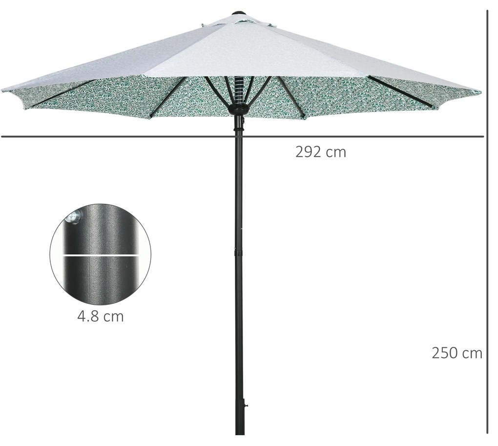 Outsunny Parasolar pentru Grădină, Umbrelă de Masă Exterior, Protecție Solară cu 8 Spite, Verde | Aosom Romania