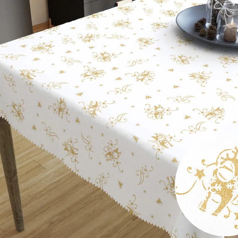 Goldea față de masă din teflon - model 417 de crăciun - reni aurii pe alb 40 x 40 cm