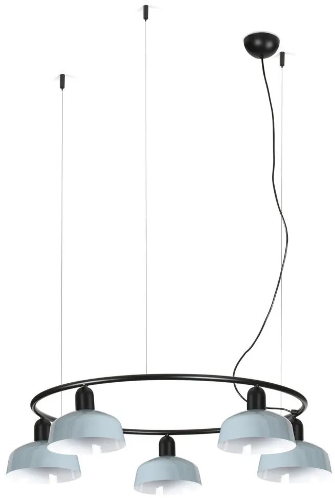 Lustra suspendata metal TATAWIN S 5L negru, blue