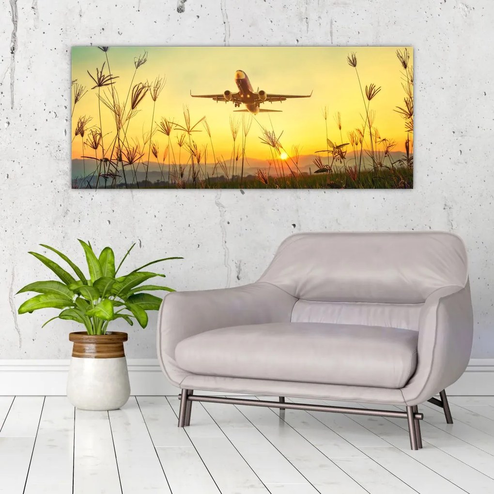 Tablou cu avionul ridicându-se spre zbor (120x50 cm)