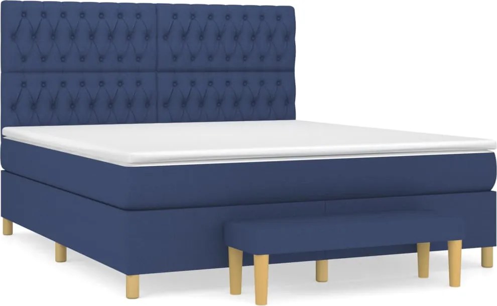 vidaXL Pat box spring cu saltea, albastru, 180x200 cm, material textil