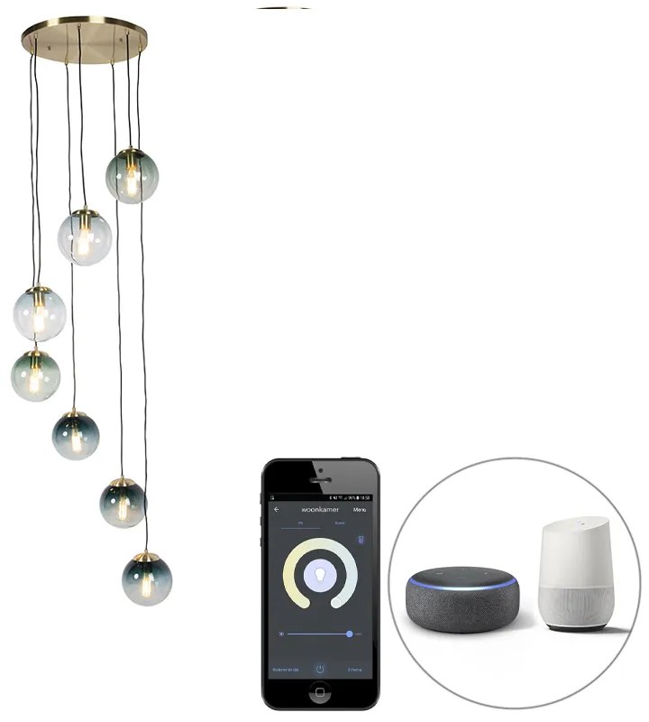 Lampă suspendată inteligentă din alamă cu 7 lumini, inclusiv Wi-Fi ST64 - Pallon