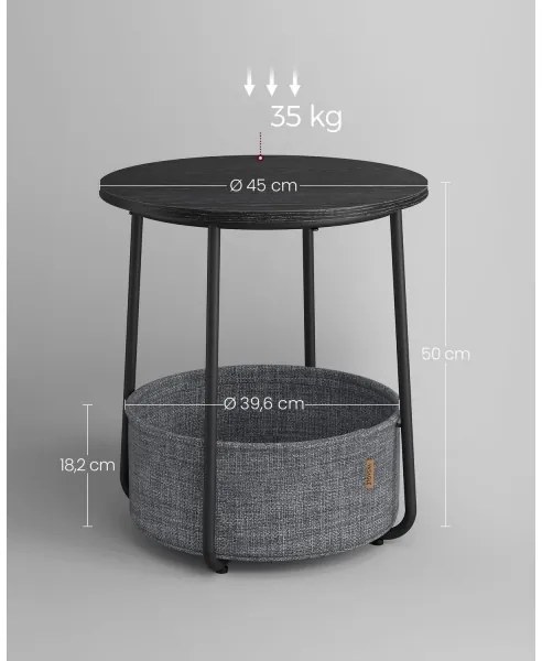 Măsuță laterală NOIRA, negru/gri