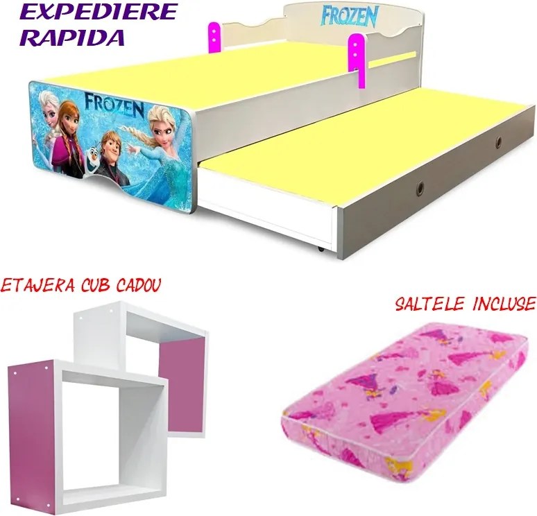 Pat copii dublu  Frozen cu saltele incluse