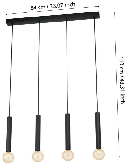 Eglo 98057 - Lustră pe cablu CORTENOVA 4xE27/60W/230V