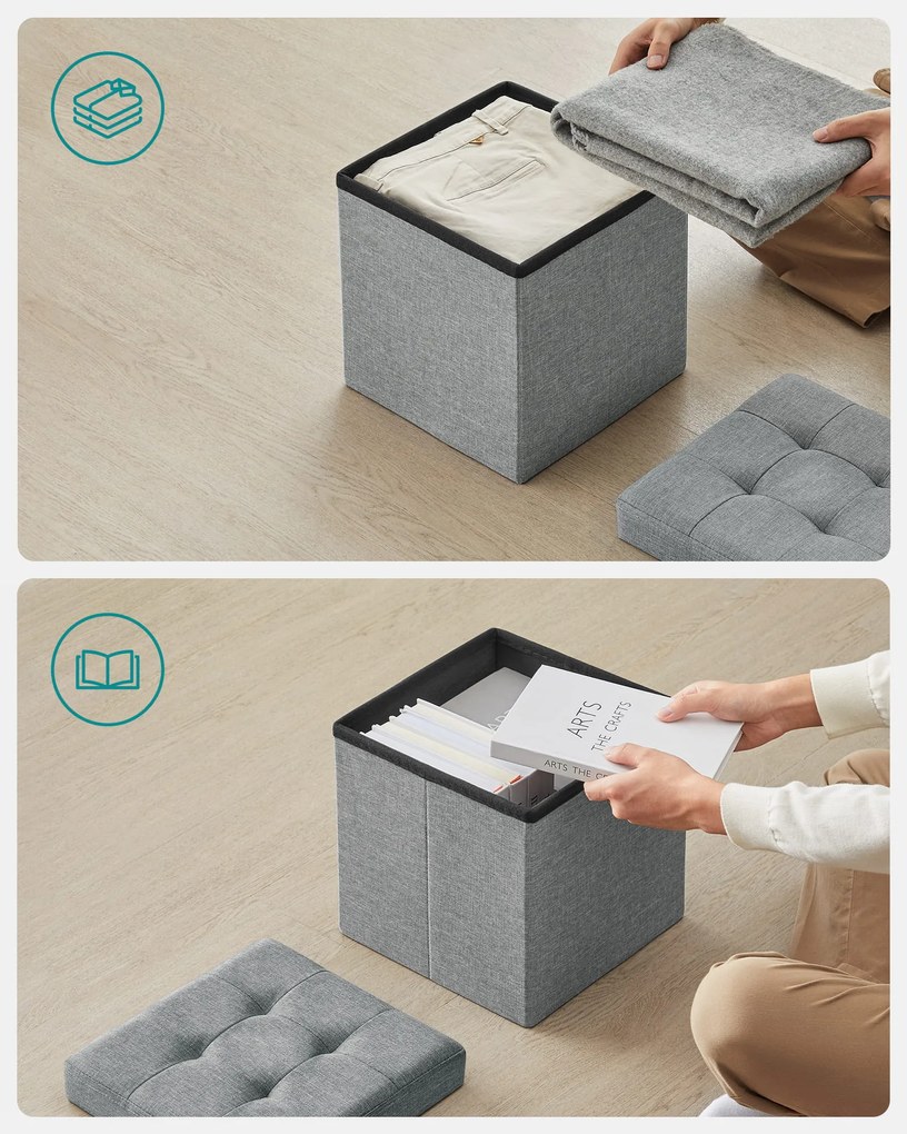 Taburet cu spatiu de depozitare OTTOMAN 30x30 cm, gri