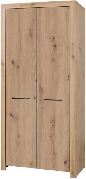 Dulap JANEZ – 93x52x200 cm – Stejar Artisan / Negru