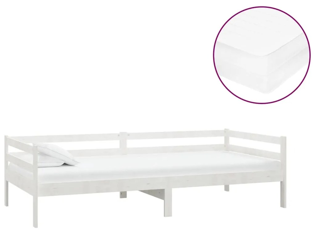 3083570 vidaXL Pat de zi cu saltea, 90x200 cm, lemn masiv de pin
