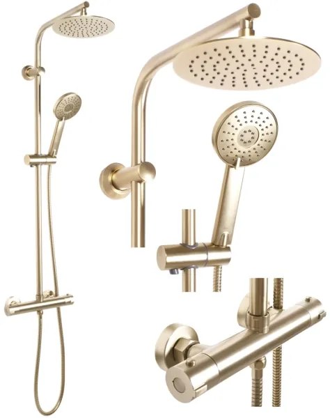 REA-P8413 - Set de duș BLISS cu baterie termostatică, finisaj auriu periat