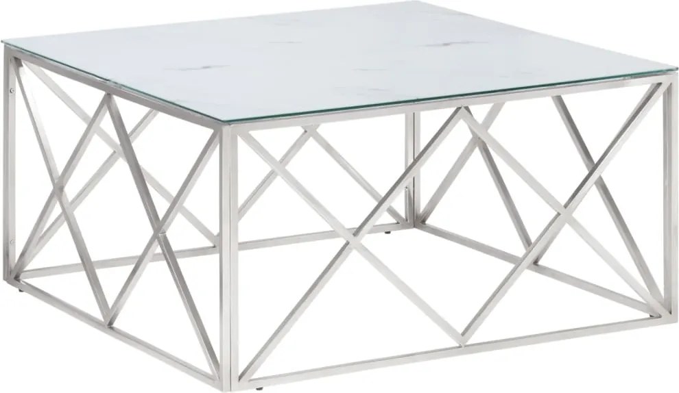 vidaXL Măsuță de cafea, argintiu, oțel inoxidabil și sticlă securizată