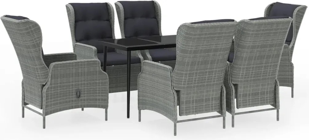 vidaXL Set de mobilier pentru grădină, 7 piese, gri deschis