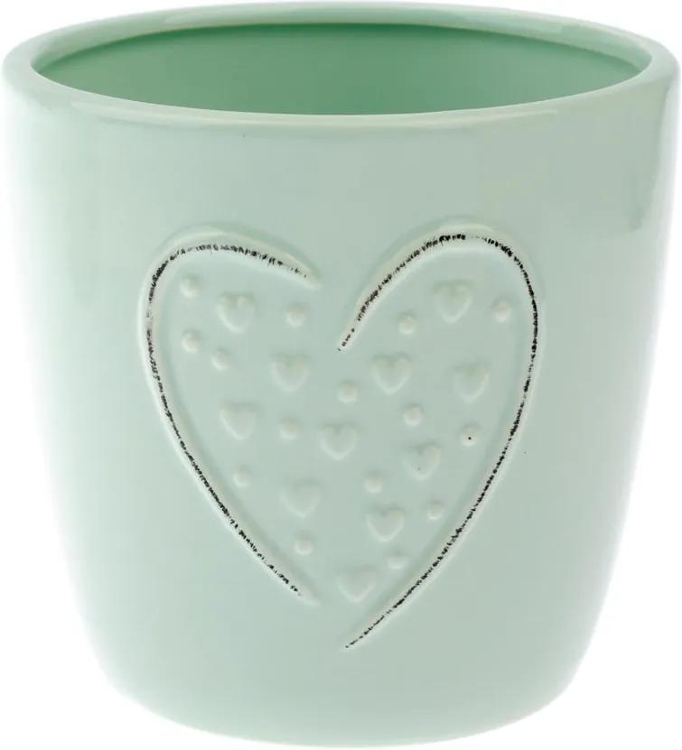 Ghiveci din ceramică Dakls Heart, înălțime 12 cm, verde