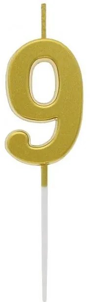 Numere Metallic auriu, Lumânare cifră aurie, lumânare tort cifra 9