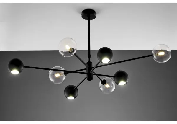 Lustră pe tijă Jupiter 1996 MOKA 4xGU10/10W/230V + 4xG9/10W/230V negru/transparent