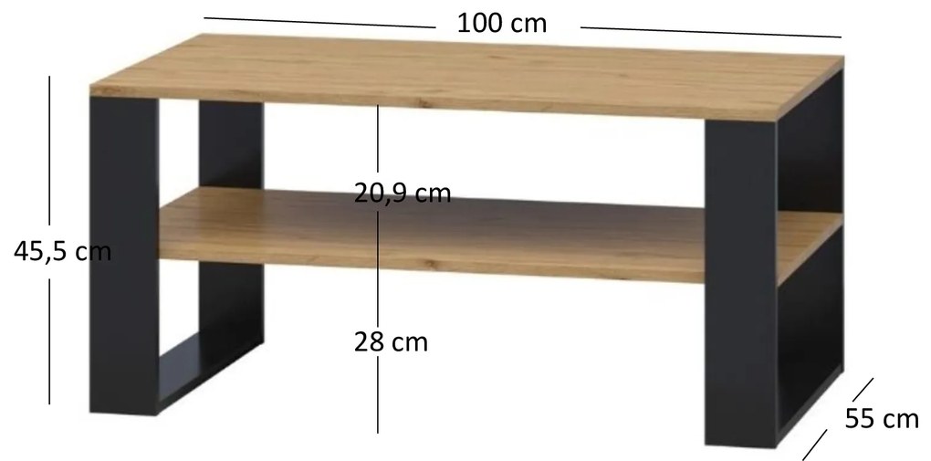 Masă de cafea Wayne (Stejar craft auriu). 1053386