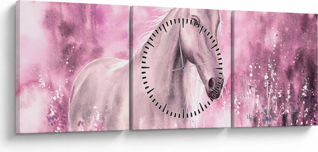Tablou - Cal pictat (cu ceas) (90x30 cm)