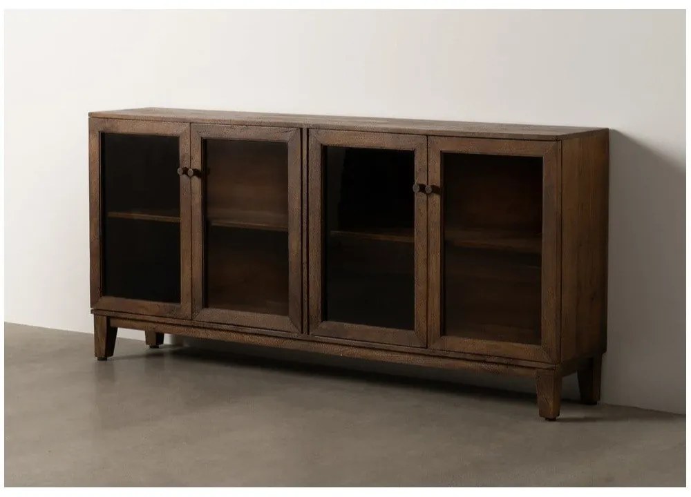 Vitrină maro din lemn de mango 180x87x35 cm Ravi – Ixia