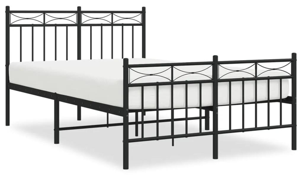 373707 vidaXL Cadru pat metalic cu tăblie de cap/picioare, negru, 120x200 cm