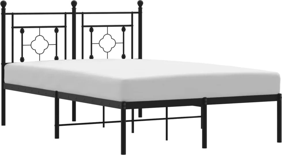 vidaXL Cadru de pat metalic cu tăblie, negru, 120x190 cm
