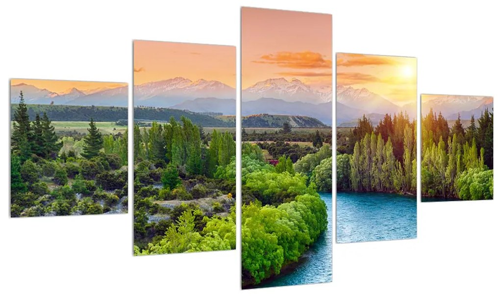 Tablou cu peisaj montan de pădure (125x70 cm), în 40 de alte dimensiuni noi