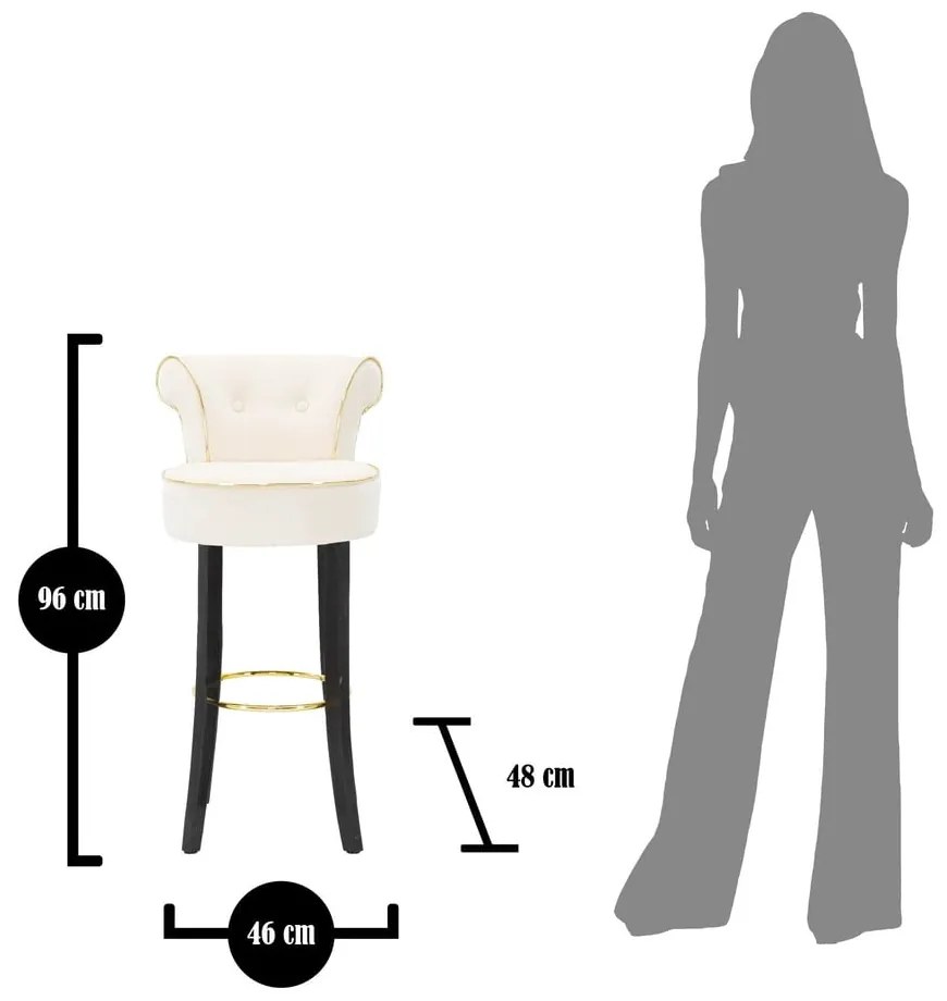 Scaun de bar crem din catifea 96 cm Luxy – Mauro Ferretti