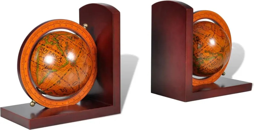 vidaXL Suport lateral cărți cu glob pământesc, 2 buc.