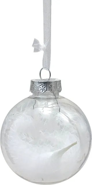 Set 12 bucati ornamente de Craciun WHITE FEATHER 9 cm, alb