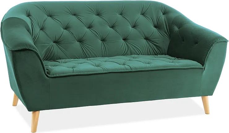 Canapea 2 locuri tapitat cu catifea GALAXY verde