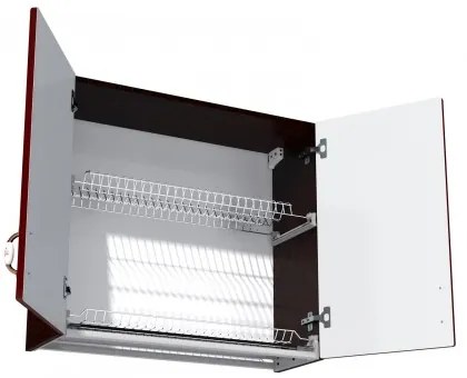 Corp superior 80 cu 2 usi cu scurgator de vase Zebra MDF rosu simplu