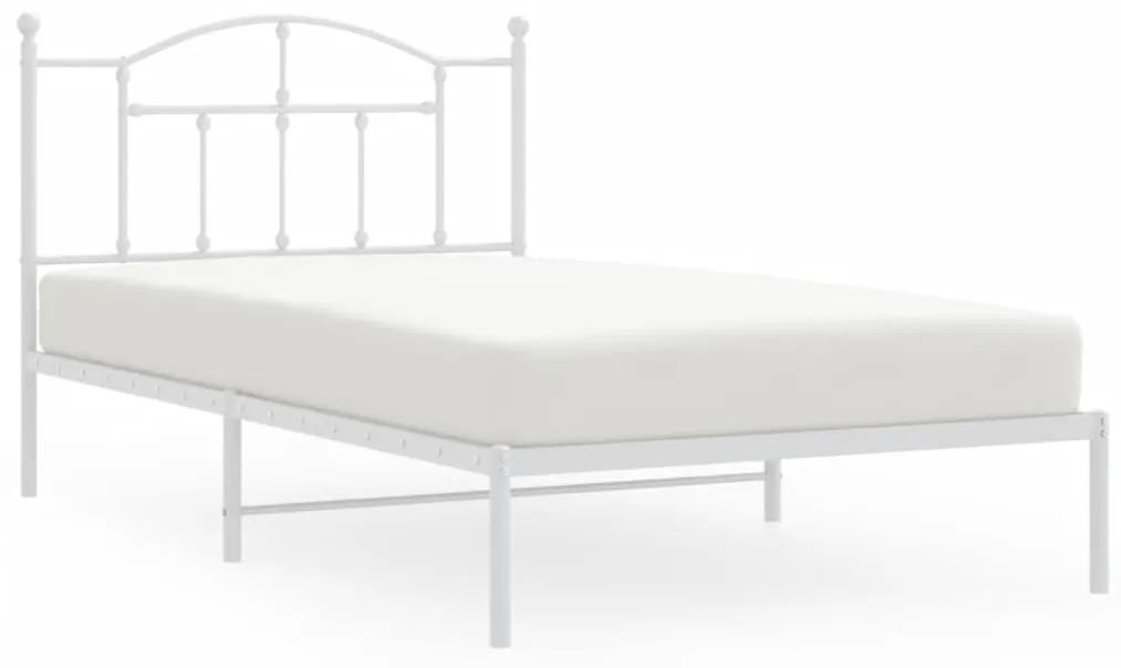 353484 vidaXL Cadru de pat din metal cu tăblie, alb, 107x203 cm
