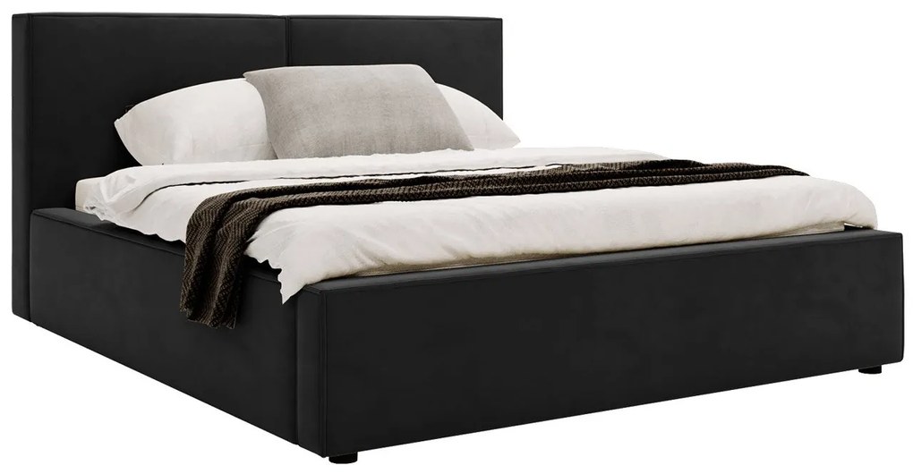 Pat de o persoană 120 cm Sekozzo (Negru) (cu somieră) (cu sp. depozitare). 1103554