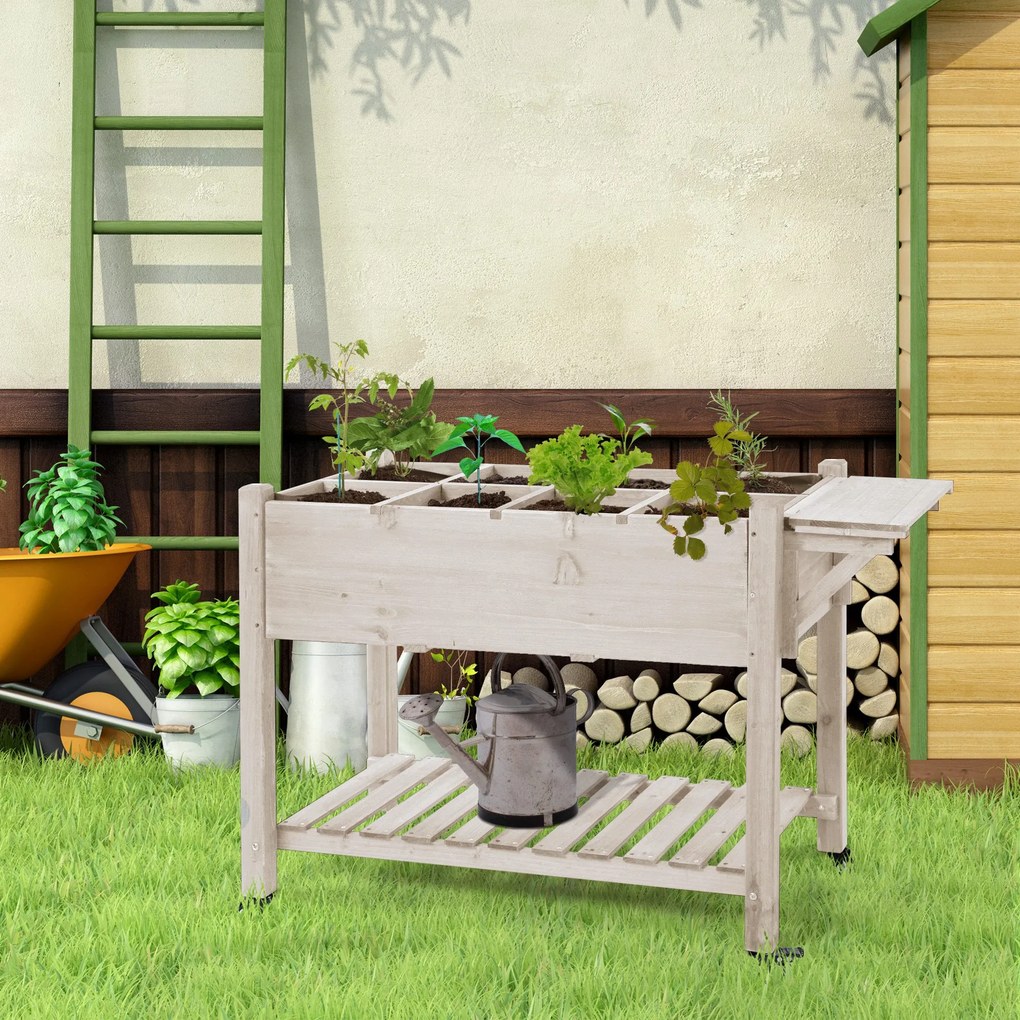 Outsunny Jardiniera din lemn pentru gradina, 123x54x74cm, maro | Aosom Romania