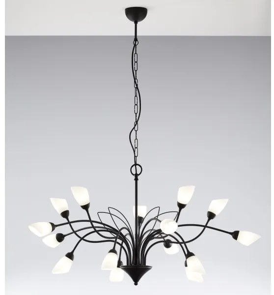 Jupiter 2057 - Lustră suspendată pe lanț GLORIOSA 15xG9/14W/230V negru