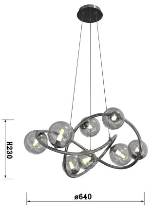 Lustră LED pe cablu NANCY Wofi 7014-805 8xG9/3,5W/230V negru/crom