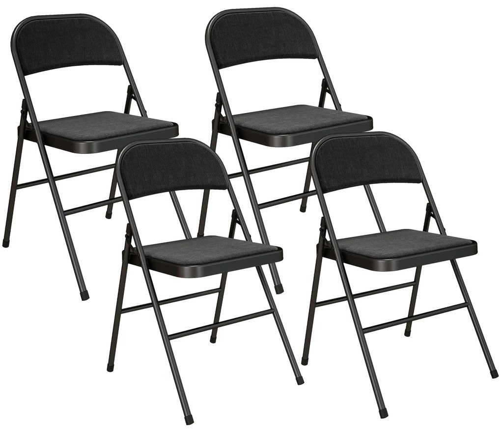 HOMCOM Lot de 4 scaune pliante scaune de masă portabile cadru din oțel 45 x 46 x 78 cm negru | Aosom Romania