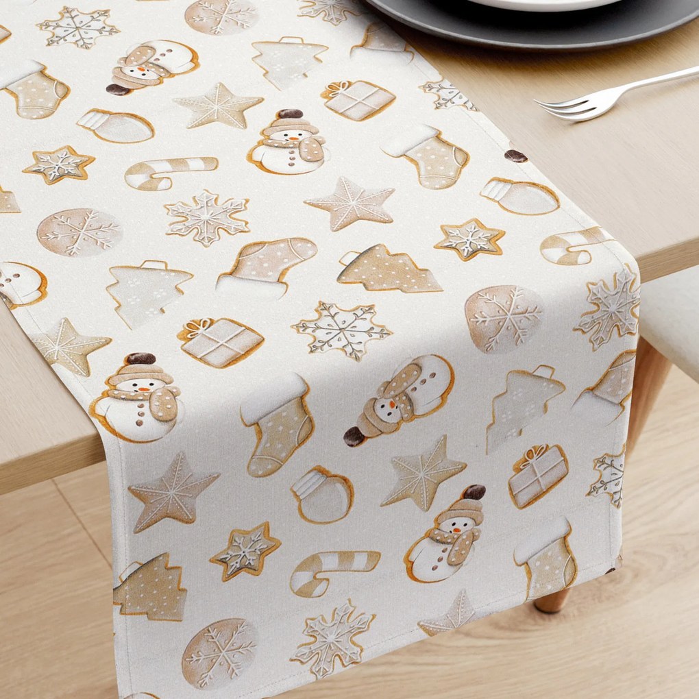 Goldea napron de masă decorativ loneta - turtă dulce de crăciun 20x120 cm