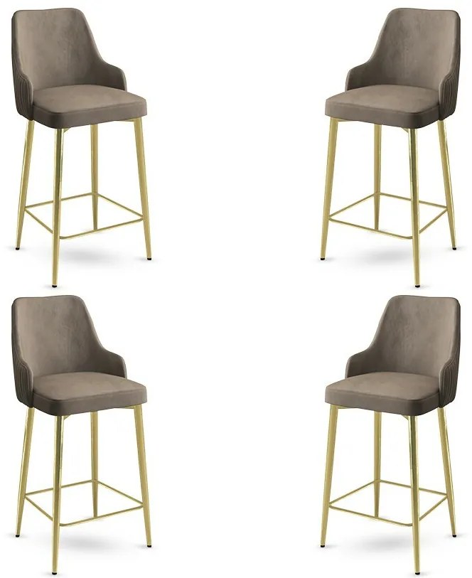 Set de scaune de bar Enox Cappuccino și Gold, 4buc.