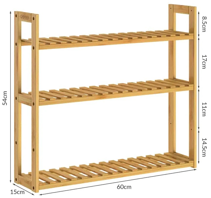 Deuba Raft de perete din bambus - 54x60x15cm