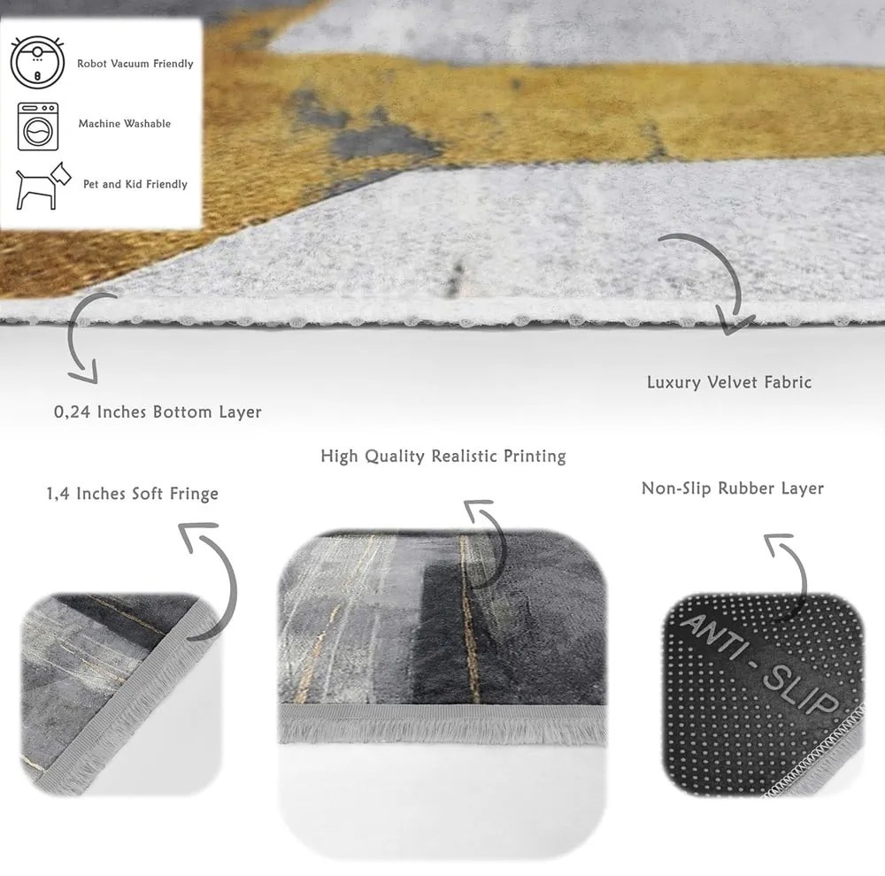 Covor galben/albastru închis lavabil 160x230 cm Unique – Mila Home