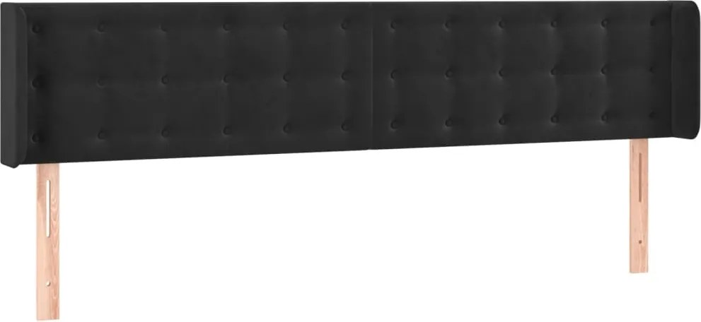 vidaXL Tăblie de pat cu aripioare negru 163x16x78/88 cm catifea