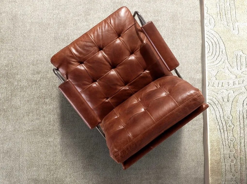 Fotoliu design LUX, Metal, Piele Naturala 5166