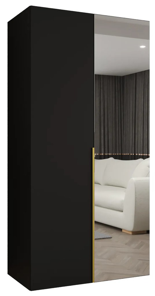 Dulap de haine 100 cm Alice 2 (Negru + Auriu). 1126153