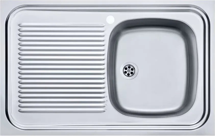Chiuveta bucatarie inox Franke Simplex 80x50 cm cu 1 cuva cu picurator stanga finisaj texturat