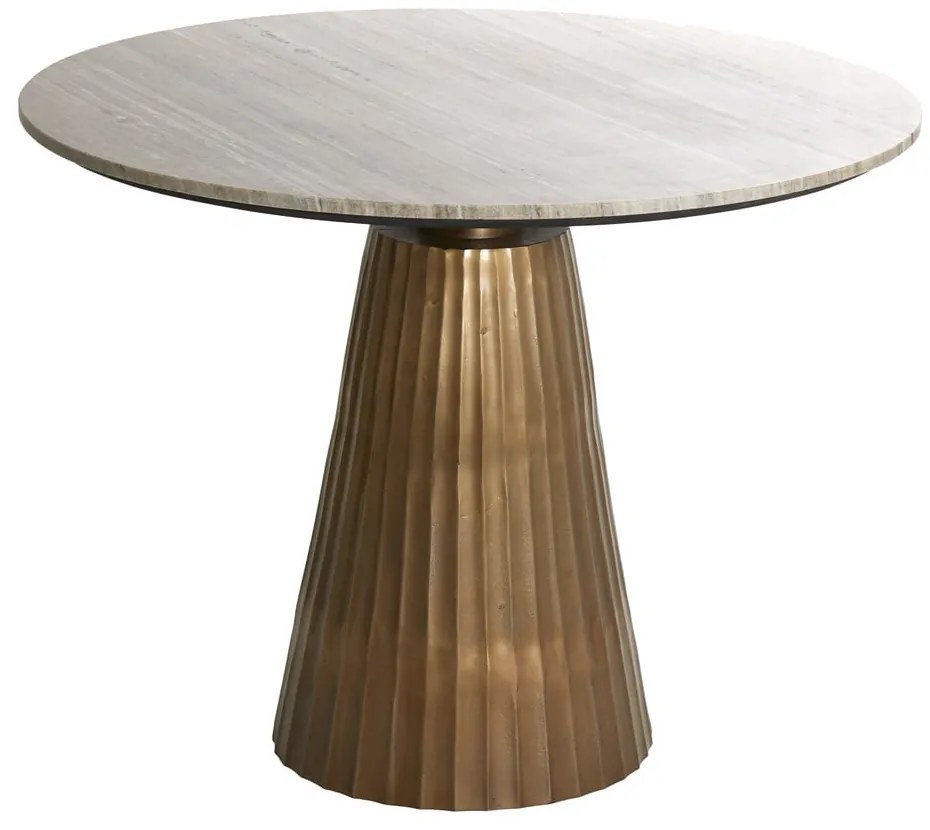 Masă de dining în culoarea bronz/în culoare naturală rotundă cu blat cu aspect de marmură ø 100 cm Rianne – Light &amp; Living