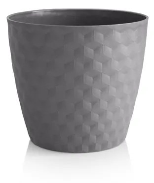 Ghiveci reciclat mat Ruby 19 cm,  gri piatră, 19 cm