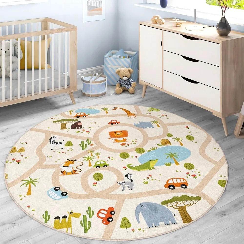 Covor de joacă pentru copii lavabil ø100 cm Savana Ride – Mila Home
